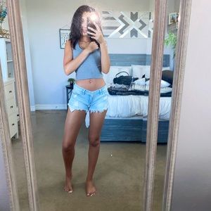 Light-Wash Denim Shorts